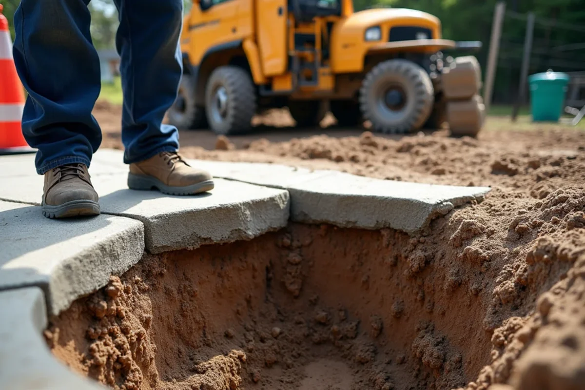 Hollow cavity beneath concrete patio slab discovered after torrential South Carolina rainfall
