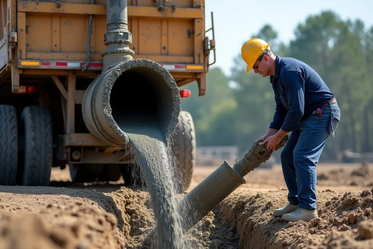 Pouring 18-inch thickened edge footing for agricultural storage building in Barnwell County