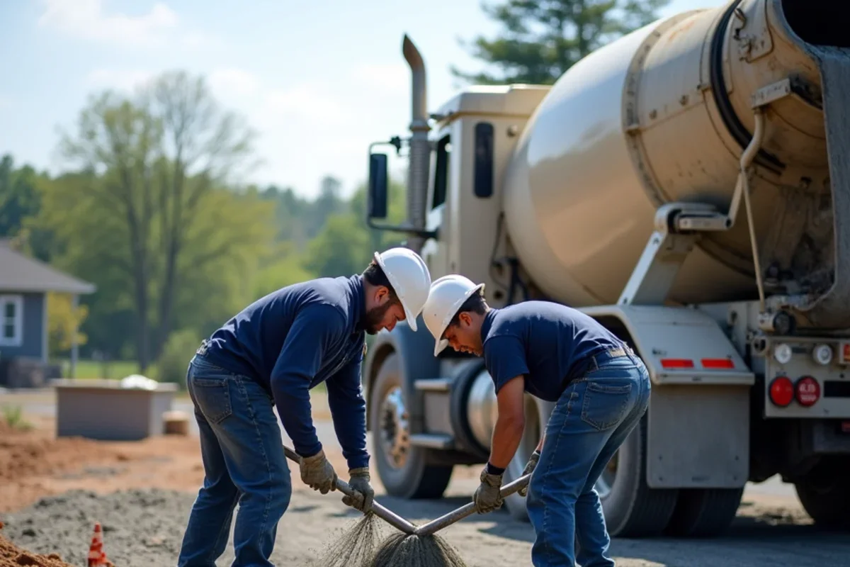 Concrete placement for heavy agricultural utility trailer parking slab in Blackville