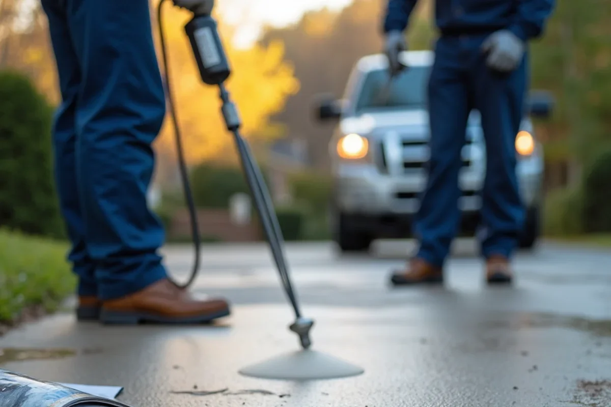 Applying protective clear penetrating sealer to completed residential driveway in Burnettown