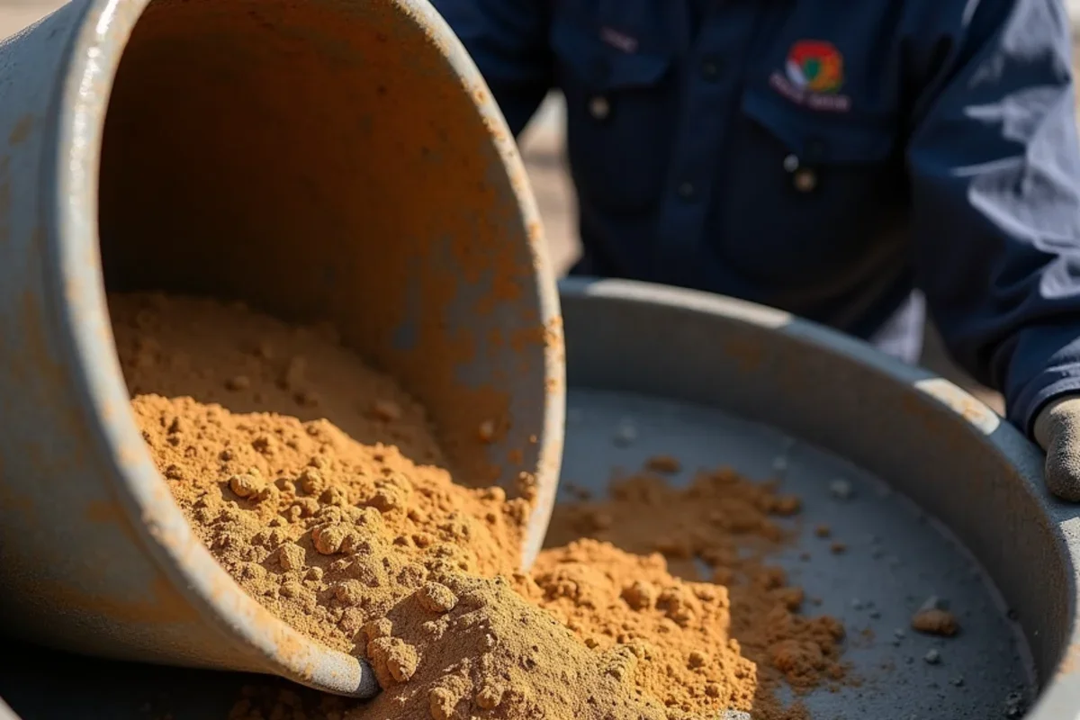 Iron oxide mineral pigment added to ready-mix concrete batch for uniform through-body patio color